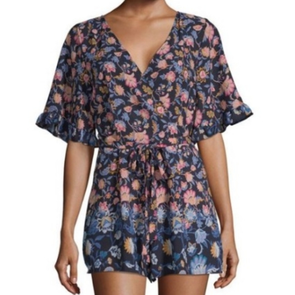 NWT Trixxi Navy Blue Short Floral Romper XXL